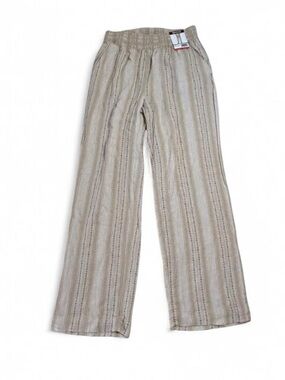 Briggs Linen Blend Striped Wide Leg Pants Size M NWT